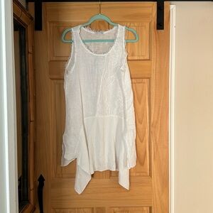Summery white linen dress